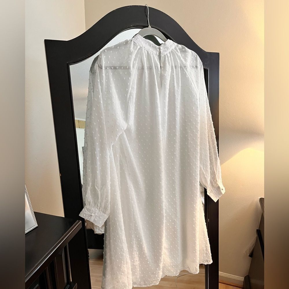 NEW BBX LEPHSNT Dress Swiss Dot L/S Flowy Chiffon Casual Mini M